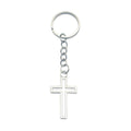 Silver Tone Outline Cross Keychain With Organza Bag And Tag Option view 7