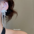 Silver Crystal Bow Chain Fringe Earrings Statement Fashion Jewelry view 3