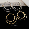 Gold Tone Triple Layer Hoop Geometric Statement Earrings view 2