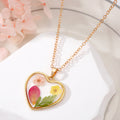 Gold Tone Mixed Shape Resin Pressed Flower Pendant Necklaces in Eleven Designs view 11