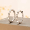 Round Clear Stone Hoop Earrings In Polished Gold And Silver Tones view 5