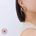 Twisted Smooth C-Hoop Earrings Gold or Steel Multi Size view 3