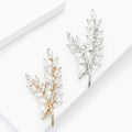Crystal Wheat Sprig Brooch In 2 Styles With Polished Metal And Decorative Details view 3