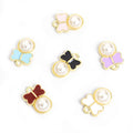 Pearl Bow Charms in Gold and Silver Tones, Six Enamel Colors view 3