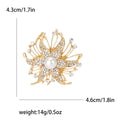 Pearl Center Starburst Flower Brooch in Gold or Silver Tone view 7