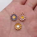 Gold Tone Daisy Enamel Charms in Three Petal Colors view 1