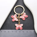 Three Pink Butterfly Cluster Keychain with Metal Hardware view 3