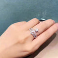 Silver Tone Shooting Star Pavé Double Band Ring Sizes 6-10 view 4