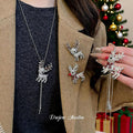 Silver Rhinestone Reindeer Necklace Or Brooch Styles view 2