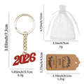 Red Enamel 2026 Number Keychain Gold Split Ring Chain view 2