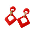 Matte Open Square Drop Earrings Gold Link 10 Colors view 5