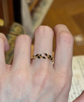 Open Wheat Flower Branch Crystal Rings Gold Silver Four Colors view 7