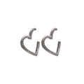 Silver Rhinestone Open Heart Hoop Earrings Post Back Style view 5