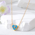 Gold Tone Heart Enamel Evil Eye Pendant Necklaces in Seven Colors view 2