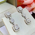 Triple Square Halo Dangle Earrings White Gold Gold view 4