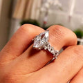 Silver Marquise Clear CZ Side Accents Engagement Style Ring view 4