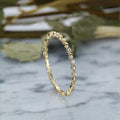 Beaded Textured Ultra-Slim Eternity Ring In Polished Gold Tone view 2