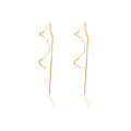 Silver Tone Wavy Threader Drop Earrings Jewelry Accessories view 5