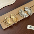 Gold and Silver Open Wire Fan Statement Stud Earrings view 2