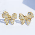 Pave Butterfly Stud Earrings And Pendant Necklaces In Three Tones view 6