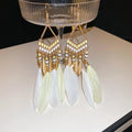Colorful Feather And Beaded Drop Earrings Fourteen Styles view 10