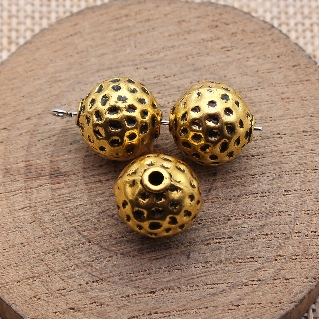 13x13x13mm 6.6g Multicolor Zinc Alloy Hammered Ball Loose Metal Beads for Bracelet Necklace Making