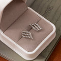 Crystal Look Triple Wing Silver Tone Small Stud Earrings view 3