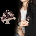 Flower Basket Crystal Metal Brooch Pin for Jackets and Lapels view 3