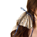 White Blue Floral Chiffon Scrunchie Bow Ribbon Hair Tie view 5