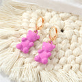 Gold Tone Colorful Resin Gummy Bear Huggie Drop Earrings view 7