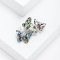 Abalone Shell Butterfly Brooch Pearl Silver Tone Cluster view 3