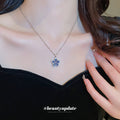 Blue Crystal Flower Necklace and Stud Earrings Statement Jewelry view 4