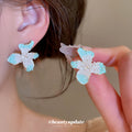 Pastel Crystal Flower Stud Earrings in Three Colors view 2