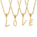 Gold Script Letter Zircon Pendant Necklaces A to Z view 5