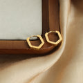 Geometric Hexagon Hoop Earrings Gold Steel Hinged Mini Hoops view 4