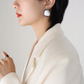 Irregular Oval Hammered Stud Earrings Enamel Rim Gold view 7