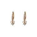 Gold Tone Crystal Pave Huggie Hoop Earrings Bow Drop view 5