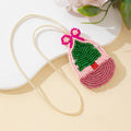 Beaded Pine Sprig Basket Charm Pendant with Bow and Cream Cord view 3