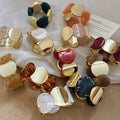 Acrylic Marbled Disc Stretch Bracelets Gold Plates 12 Colors view 3