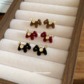 Velvet Horse Stud Earrings in Three Deep Colors With Polished Metal Details view 3