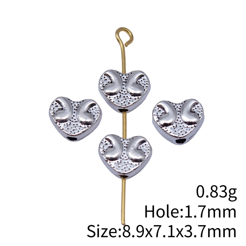 8.9x7.1x3.7mm 0.83g Antique Silver Zinc Alloy Heart Small Hole Spacer Beads for DIY Bracelet Jewelry Making