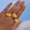 Smooth Oval Disc Open Ring Stainless Steel Gold Or Steel view 3