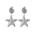 Gold and Silver Shell Top Starfish Dangle Earrings view 7