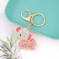 Rhinestone Elephant Keychain Metal Animal Bag Charm Gold Tone view 6