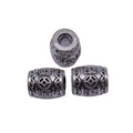 Antique Silver Chinese Coin Motif Large Hole Barrel Bead view 4