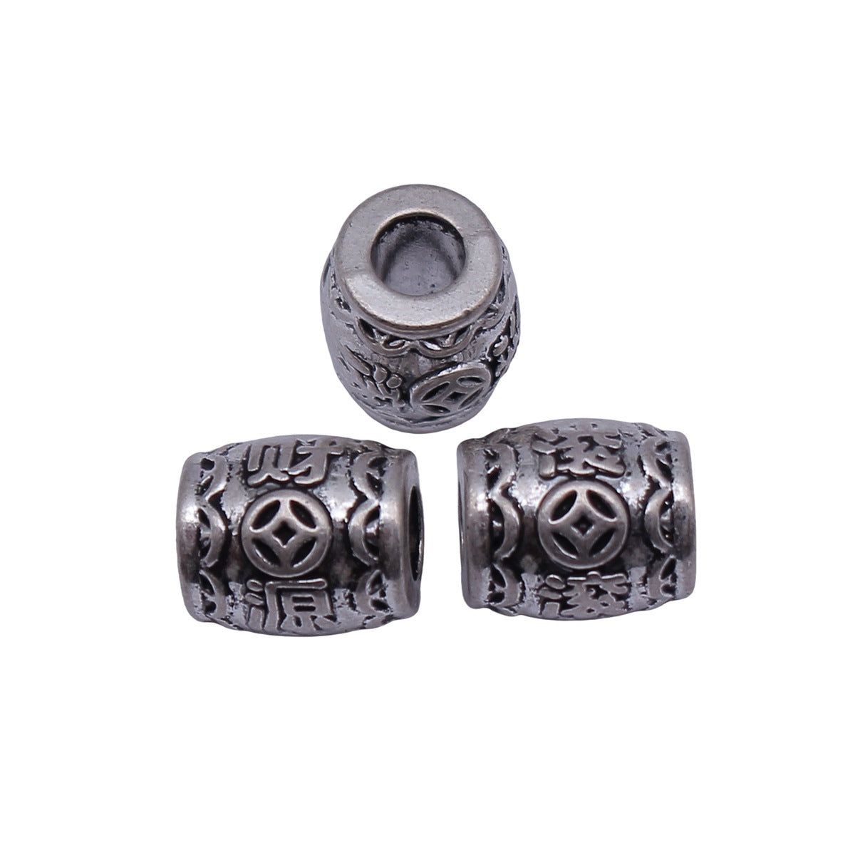 10x9.2x9.2mm 2.5g Antique Silver Zinc Alloy Chinese Drum Large Hole Beads for Bracelet DIY Jewelry Making