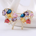 Gold Tone Multicolor Crystal Bow Brooch Pin Clear Accents view 6