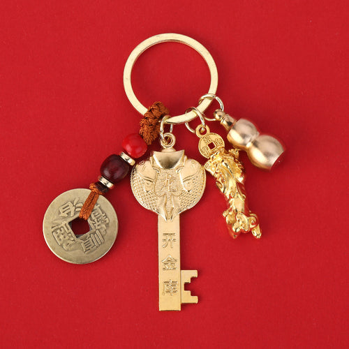 Golden Zodiac Dragon Style Alloy Keychain for Bags and Car Keys