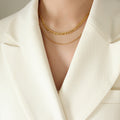 Double Layer Figaro Fine Chain Necklace Gold Or Steel view 6
