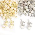 Pearl and Crystal Leaf Branch Charms in Gold and Silver Tones view 5